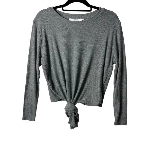 ASTR the label front tie long sleeve gray top women’s size‎ small - Picture 1 of 8